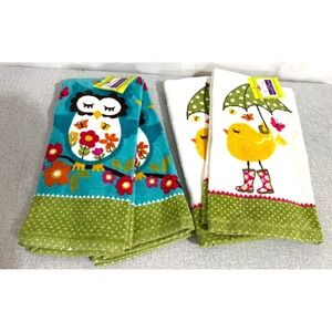 4PK Ritz Brand Full Bloom Bird & Brellie & Hoots & Blooms Owl Kitchen Towels NEW